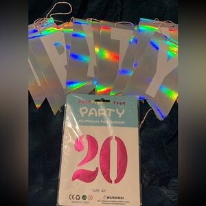 20th Birthday Balloons with Happy Birthday banner